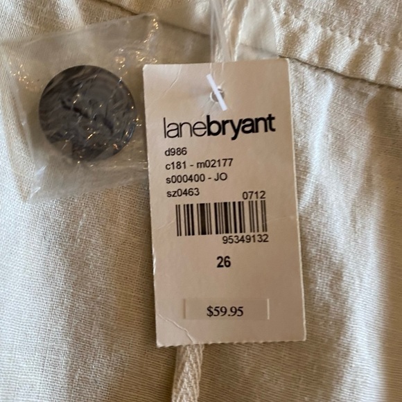 Lane Bryant Linen SZ 26 Totally Cropped Pants Cargo Pockets NEW - Picture 11 of 15